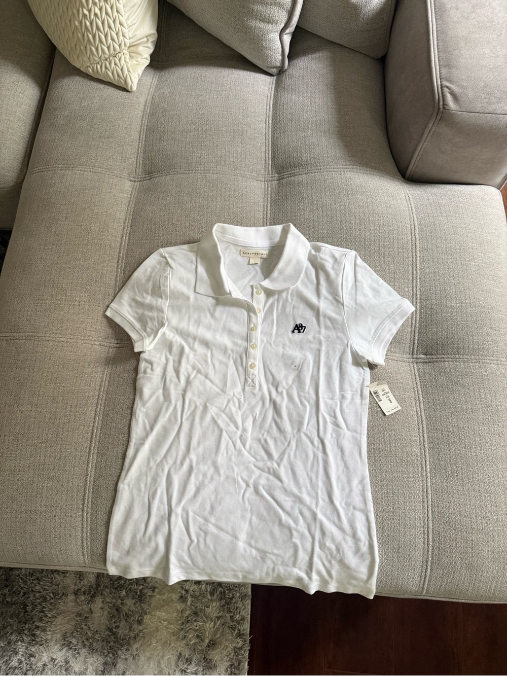 Abercrombie & Fitch White Polo with Navy Logo